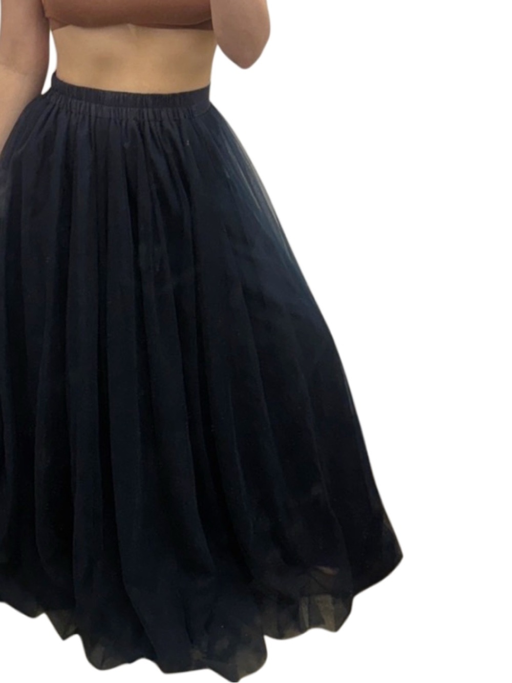 Women's Navy blue lined long prom gown Tulle a line Maxi Skirt Sz L - Picture 4 of 5